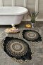 Non-Slip Base Washable Dust Stain Resistant 2-Piece Oval Toilet Bathroom Mat Set