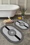 Non-Slip Base Washable Dust Stain Resistant 2-Piece Oval Toilet Bathroom Mat Set