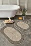 Non-Slip Base Washable Dust Stain Resistant 2-Piece Oval Toilet Bathroom Mat Set