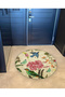 Mira Round Multicolored Butterfly Bird Flower Detailed Woven Base Modern Decorative Carpet 5579 - 4