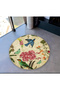Mira Round Multicolored Butterfly Bird Flower Detailed Woven Base Modern Decorative Carpet 5579