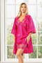 Satin Lace Detailed Nightgown and Dressing Gown Double Set 2029 Fuchsia