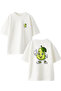 WhiTe Oversize CoTTon Pear T-shirt - FronT and Back PrinTed Unisex KniTTed
