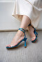 Dilla Turquoise Transparent Stripe Band Detailed Ankle Strap Women's Heeled Shoes