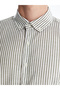 Slim Fit Long Sleeve Striped Poplin Men's Shirt - 3