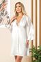 Satin Lace Detailed Nightgown Dressing Gown Double Set 2023 White - 2