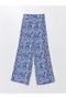 Patterned Wide-Leg Women's Trousers with Elastic Waist - 5
