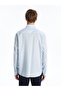 Slim Fit Long Sleeve Striped Poplin Men's Shirt - 4