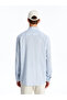 Slim Fit Long Sleeve Striped Poplin Men's Shirt - 4