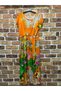 Viscose Patterned Women's Dress - Waist Girdle - 2