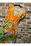 Viscose Patterned Women's Dress - Waist Girdle - 3