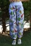 Italian White Leaf Patterned Double Pocket Woven Jogger Elastic Waist Baggy Leg Trousers - 2
