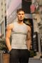 Men's Gray Halter Collar Ribbed Sportsman Lycra Singlet - 2