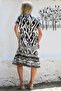 Black-White V-Neck Short Sleeve Allover Printed Woven Casual Dress - 8
