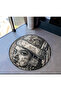 Round Black Beige Ethnic Patterned Women's Face Woven Base Carpet Miraface48