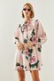 Women's Dusty Rose Scarf Collar Floral Patterned Shirt Dress 21486 60251708 - 3