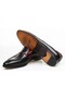 Black Color Laceless Genuine Leather Men's Shoes - 3