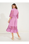 Lace Insert Midi Dress with Tassel Tie Waist - 6