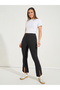 Solid Ankle Length Leggings with Front Split