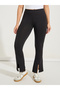 Solid Ankle Length Leggings with Front Split - 2