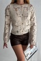 Women's Beige Standard Size Buttoned Crochet Lace Jacket