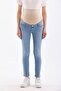 Blue Maternity Jeans with Stretchy Abdominal Band Adjustable Waist - 3