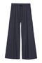 Thin Striped Wide Leg Trousers Navy Blue - 2