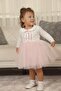 Girl's Peter Pan Collar Long Sleeve Lined Tulle Dress - 4