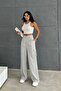Light Gray Palazzo Cargo Pants - Pocketed