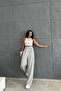 Light Gray Palazzo Cargo Pants - Pocketed - 2