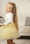 Girl's Baby Collar Long Sleeve Lined Tulle Dress - 5