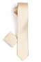 Men's Sand Color Plain Slim Fit Narrow Fit Tie with Handkerchief