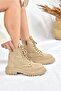Beige Suede Thick Soled Daily Women's Boots L380500402 - 3