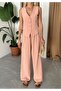 Salmon Lavin 100% Cotton Linen Vest-Pants Set - 2