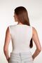 Women's Off-white Knitted Tank Top - Ribbed, Lycra, Crew Neck T-shirt Blouse - 7