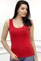 Crystal Stripe Stone Slim Fit Sleeveless T-shirt Thick Strap Red Women's Singlet