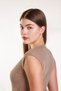 Women's Vizyon Ribbed Lycra Zero Sleeve Crew Neck Knitted Athlete Tshirt Blouse - 5