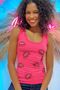 Slim Fit / Slim Fit Crystal Stone Lip Printed Cotton Sleeveless Women's Athlete