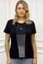 Crew Neck Crystal Stone Large Size Plus Size Cotton Stylish Comfortable Black Women's T-shirt - 2