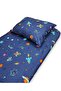 100% Cotton Baby Kids Elastic Sheet and Pillow Case 90x200 Navy Blue Space