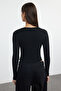 Siyah-Ekru İkili Paket Crop/Kısa Fitted/Vücuda Oturan  Örme Bluz TWOAW25BZ00061 - 5