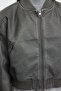 Anthracite Distressed Detail Faux Leather Bomber Jacket Coat TWOAW24MO00278 - 11