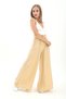 Wide Belt Wide Leg Straight Linen Women's Trousers - Cream - 2