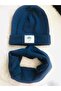 100% Cotton Ribbed Labelled Baby Beanie Necklace Set / Baby Child Winter Beanie Set - 2