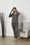Women's Buttoned Anthracite Color Pajama Set