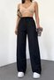 Women's Elastic Waist High Waist Wide Leg Pocketless Wrap Palazzo Pants