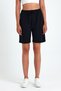 2-Piece Women's Comfortable Cut, Elastic Waist, Seasonal Soft Fabric, Black-Grey Long Bermuda Shorts with Pockets - 4