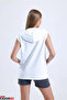 Star Printed Unisex Zero Sleeve Tshi̇rt Hooded Sportswear - 4