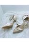 Women's Evening Dress Shoes with Satin Ankle Stone Detail - 4