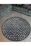 Mira Round Dark Gray Polka Dot Detailed Woven Base Modern Decorative Carpet 5566 - 3